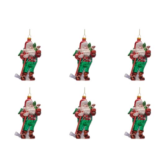 Melrose 6" Glass Santa Lumberjack Ornaments Set